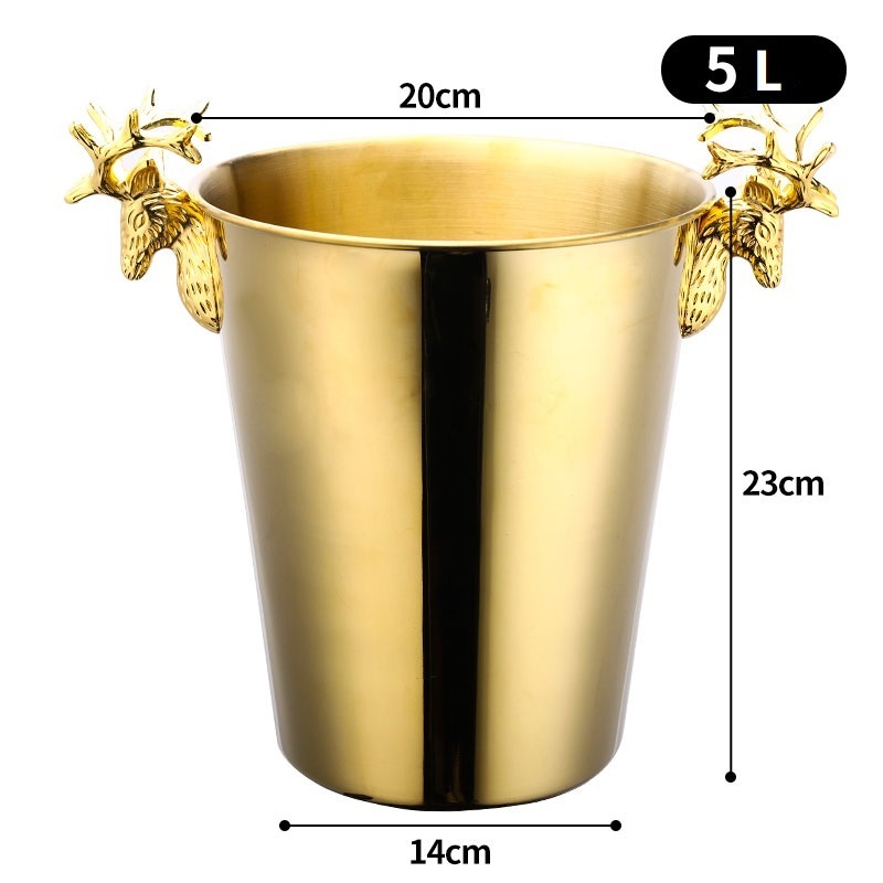 Light and creative stainless steel deer head ice bucket red wine champagne barrel bar KTV ice bucket beer champagne bucket