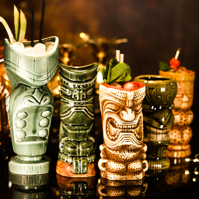 Wholesale Cocktail Bar Unique Designs Hawaii TIKI Mug Shot Glass Tiki cocktail Ceramic mugs