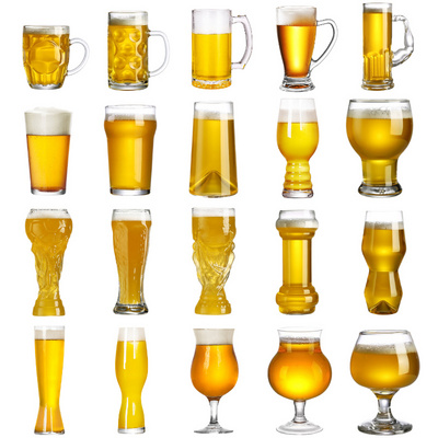 Wholesale Custom Logo Hand Blown Beer Mug World Football Wine Glass Cup Cheap Beer Glasses Set Clear Craft Pilsner Beer Glass