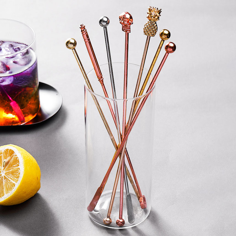 Stainless Steel Custom Swizzle Stick Coffee Beverage Stirring Stick Cocktail Picks Metal Mixing Sticks for Drink