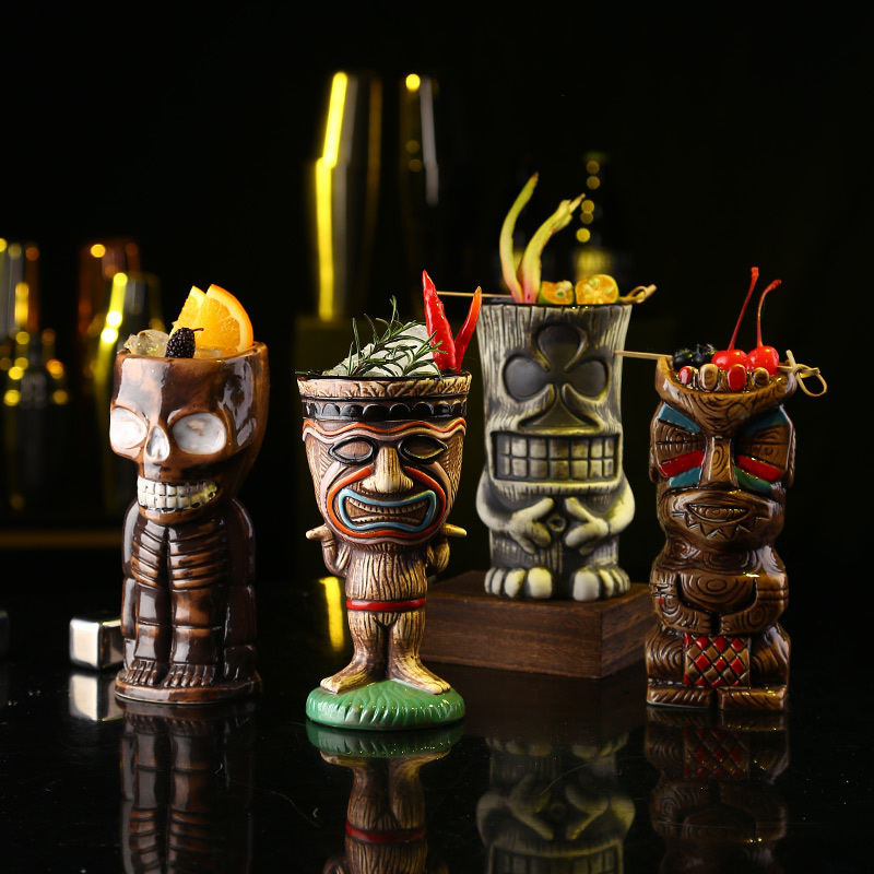 Wholesale Cocktail Bar Unique Designs Hawaii TIKI Mug Shot Glass Tiki cocktail Ceramic mugs