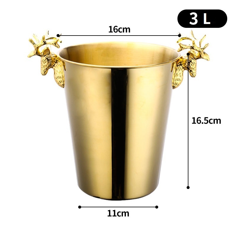 Light and creative stainless steel deer head ice bucket red wine champagne barrel bar KTV ice bucket beer champagne bucket