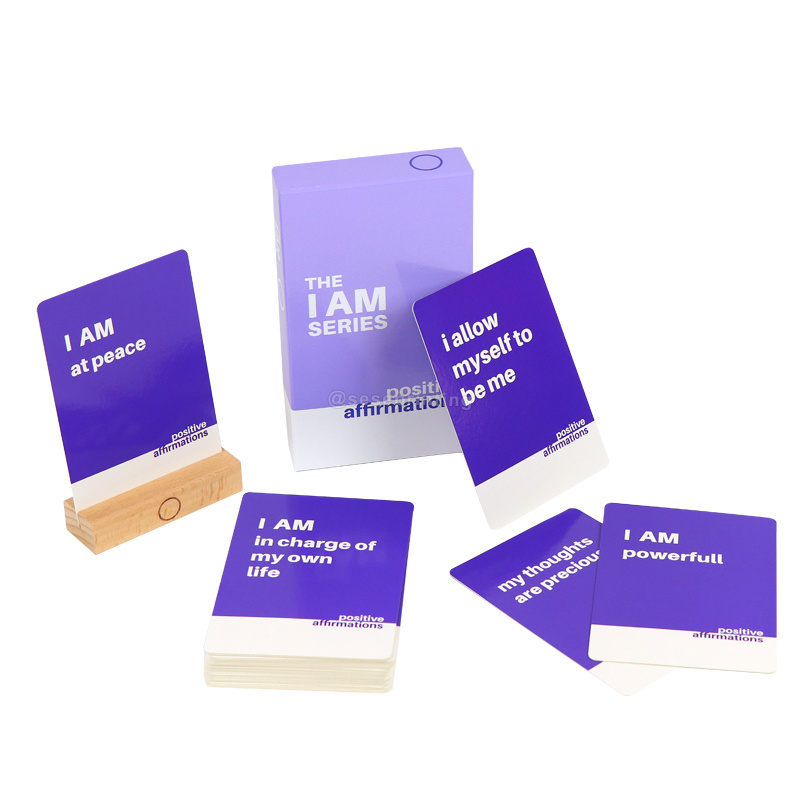 SESE Printing Both side personalised spiritual positivite shower affirmation cards with wood stand