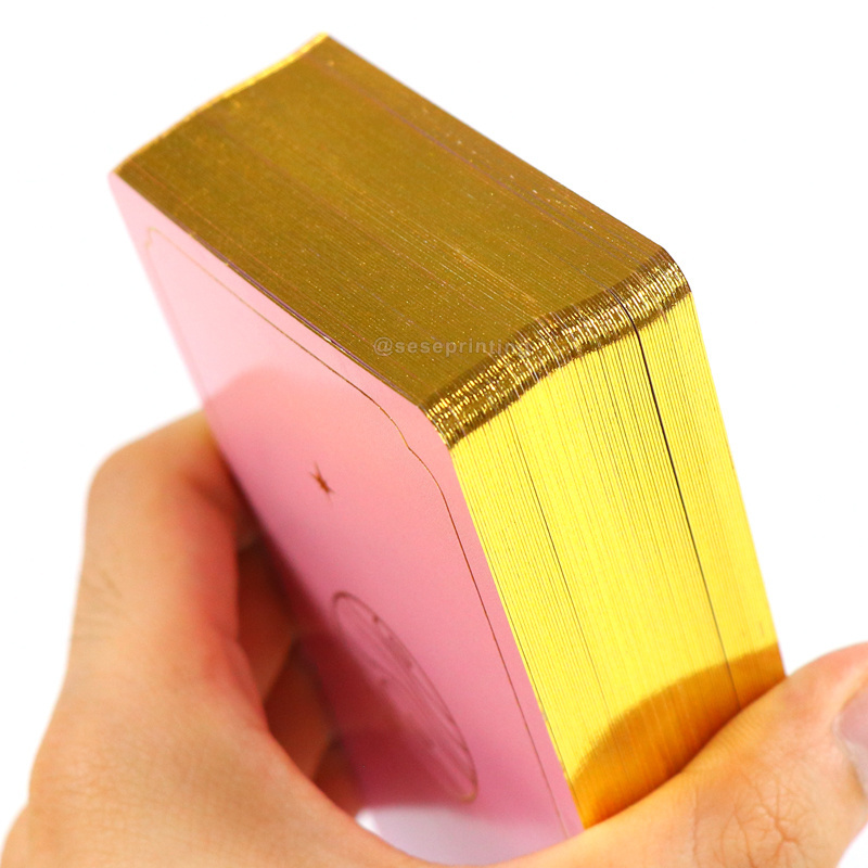 Make Your Own Pink Custom Made Gold Edges Tarot Print Gold Foil Paper Tarot Cards Decks With Guidebook Custom Logo Printed