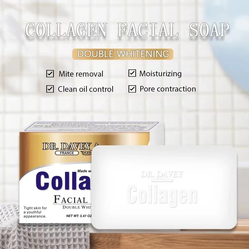 DR.DAVEY Facial Soap Double Whitening Made With 100% Pure Collagen New Soap Whitening Soap