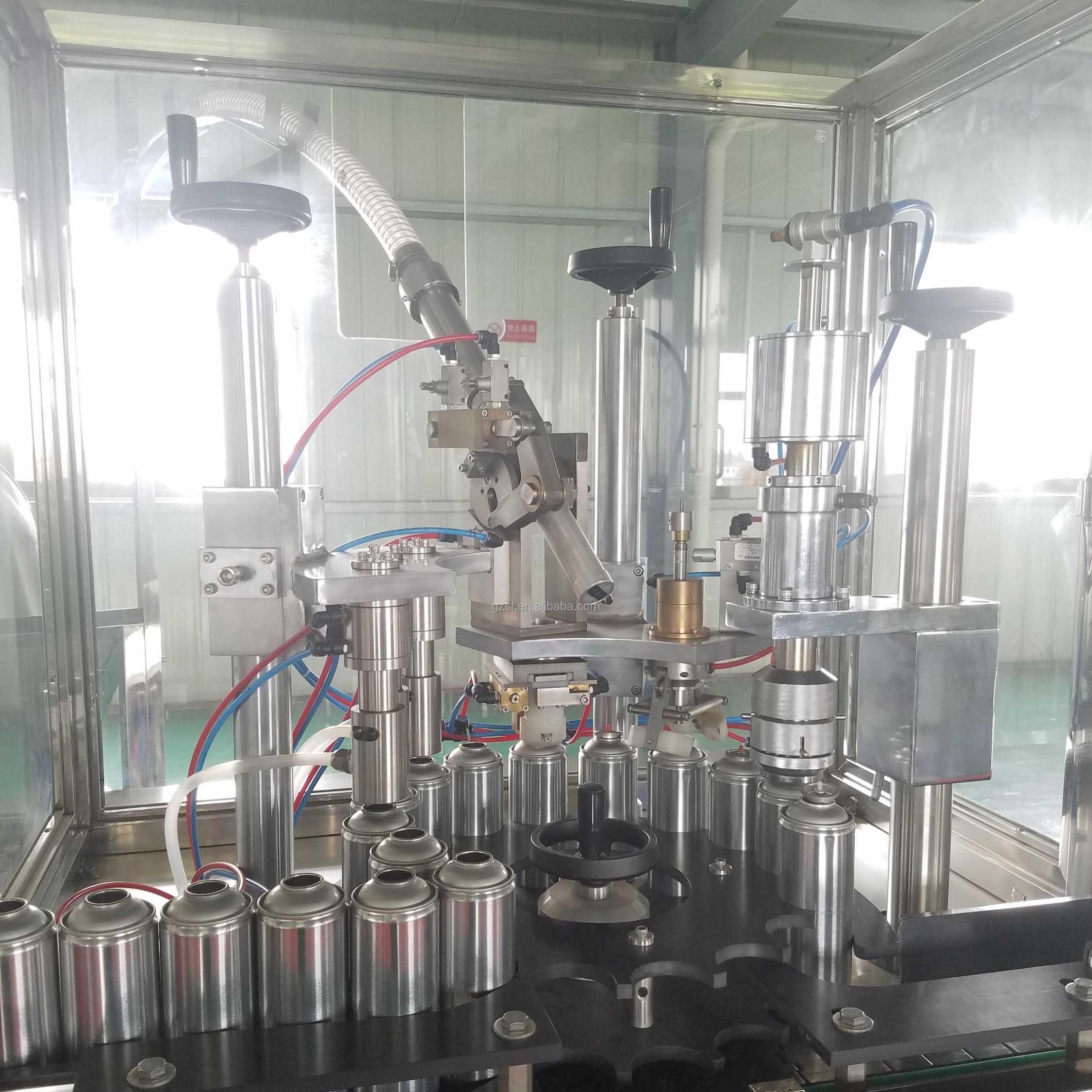 Aluminum Aerosol Spray Can Filling Machine Sprayer Valve Inserting Feeding Crimping Machine for Air Freshener Insecticide Paint