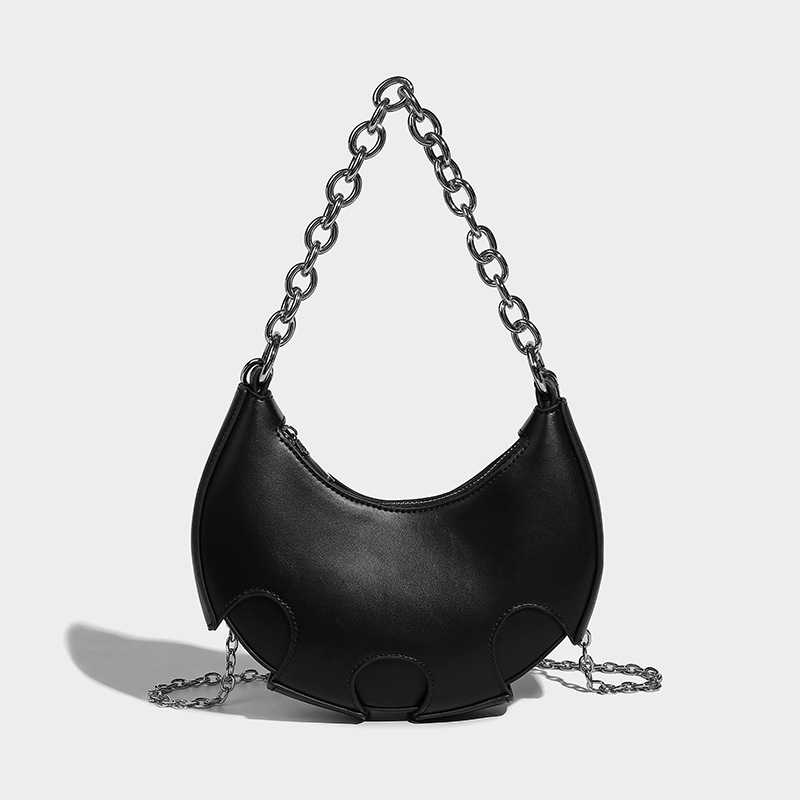 Custom PU Leather Half Moon Shape Purse Fashion Retro Underarm Bag Women Saddle Bag Single Chain Shoulder Handbag For Lady