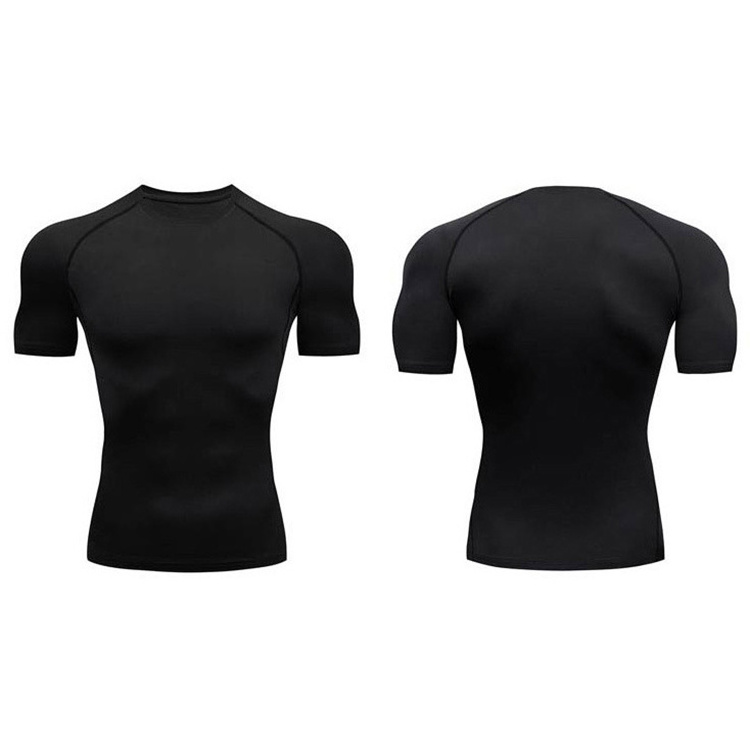 Ready to see slim fit men compression running shirt suppliers short sleeve white gym compression shirt men rash guard