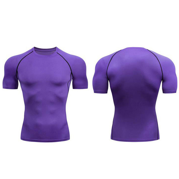 Ready to see slim fit men compression running shirt suppliers short sleeve white gym compression shirt men rash guard