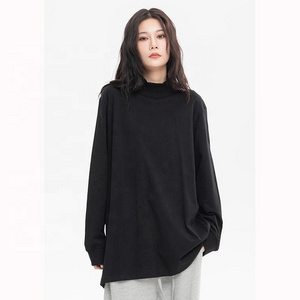 Custom long 100 cotton plain mock neck crewneck sweatshirt women unisex vintage sweatshirt wholesale