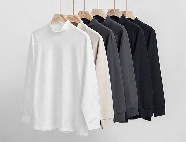 Custom long 100 cotton plain mock neck crewneck sweatshirt women unisex vintage sweatshirt wholesale