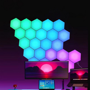 Colorful Smart Gaming room decorative atmosphere wall lamp app usb remote control Touch hexagonal led light