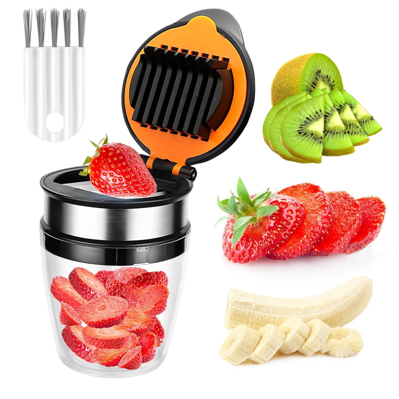 Strawberry Slicer Banana  Chopper Kiwi Cutter Heavy Duty Stainless Steel Strawberry Egg Slicer Mini Food Chopper