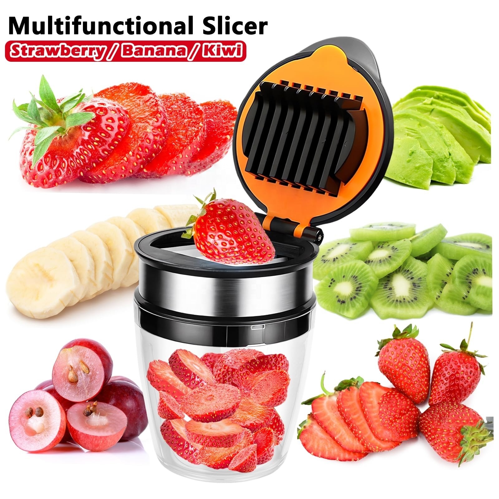 Strawberry Slicer Banana  Chopper Kiwi Cutter Heavy Duty Stainless Steel Strawberry Egg Slicer Mini Food Chopper