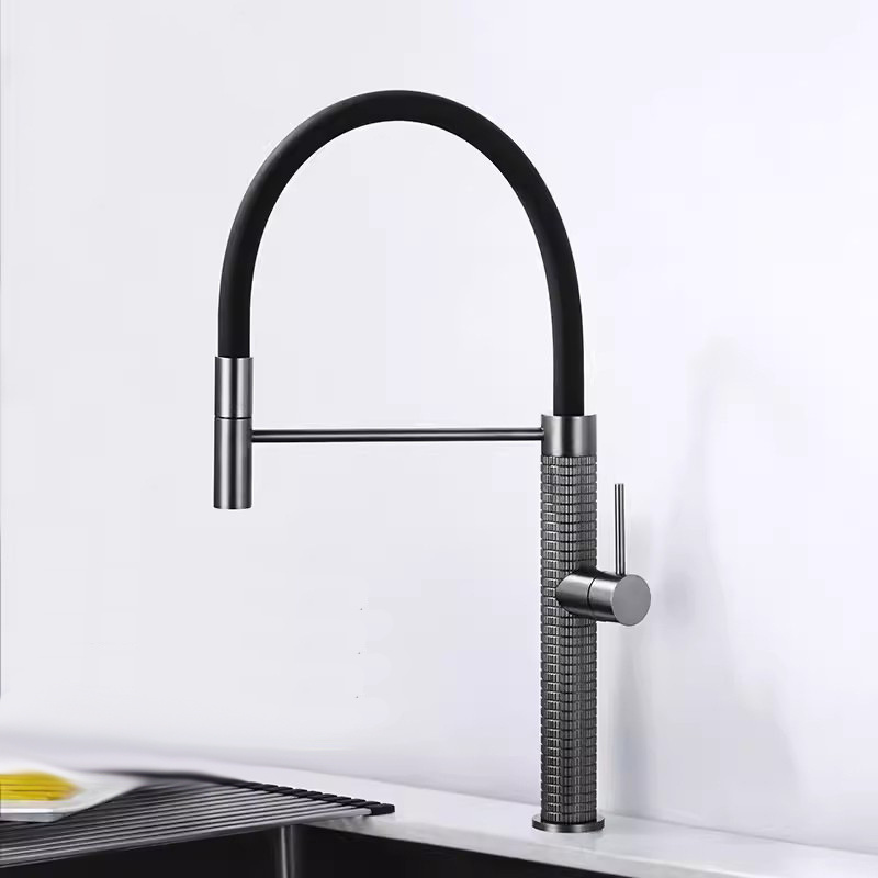 New Design rotating brass material chrome glod black grey plated sink faucet kitchen pull out spray hot and cold water mixer tap