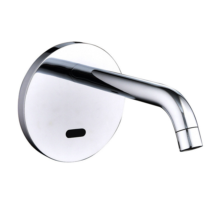 Faucet Mixer Wall Mounted Brass Chrome Water Saving Automatic Faucet Lavatory Bathroom Sensor Crystal Wall Basin Mixer