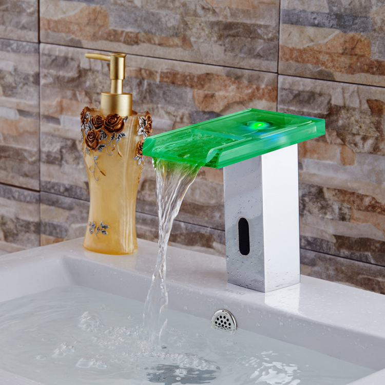 Color sensing faucet  Led faucet  Glass faucet for bathroom sink