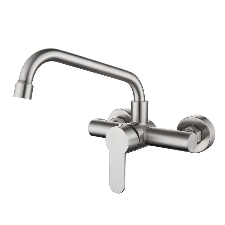 Cheap price wall mounted kitchen mixing  faucet stainless steel  SUS304 sink hot and cold mixer water tap