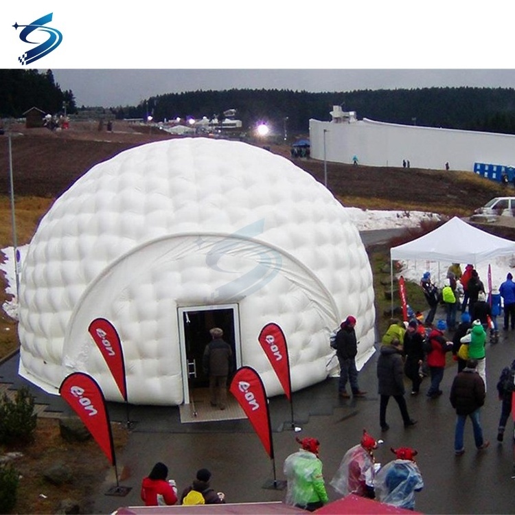 Good quality inflatable canopy igloo tent for temporarily living, Cheap price inflatable dome combined tent in construction site