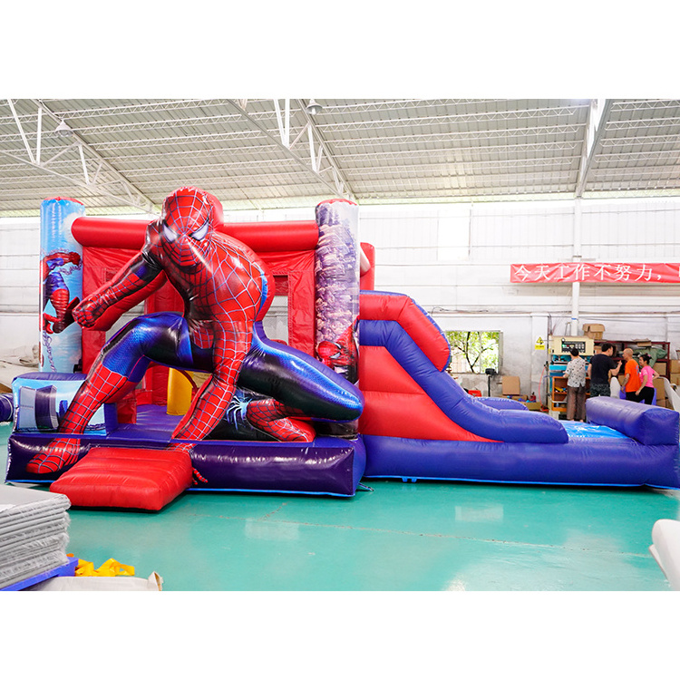 Spider Man Inflatable Bounce House Bouncy Castle with Slide for Kids