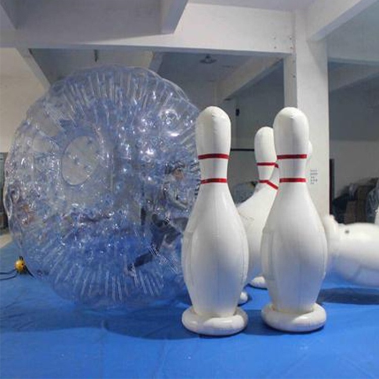 Customized Size Inflatable Human Bowling Lane With Bowling Pins Set For Indoor Game