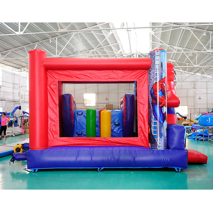 Spider Man Inflatable Bounce House Bouncy Castle with Slide for Kids