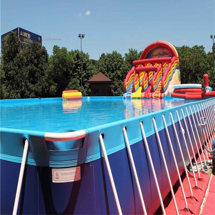 Outdoor Large Portable Rectangular Metal Frame Pool for Sale, Folding Swimming Pool, Inflatable Frame Pool