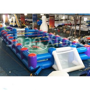 Indoor Game Big Inflatable Soap Soccer Field Football Pitch Cage for Stage