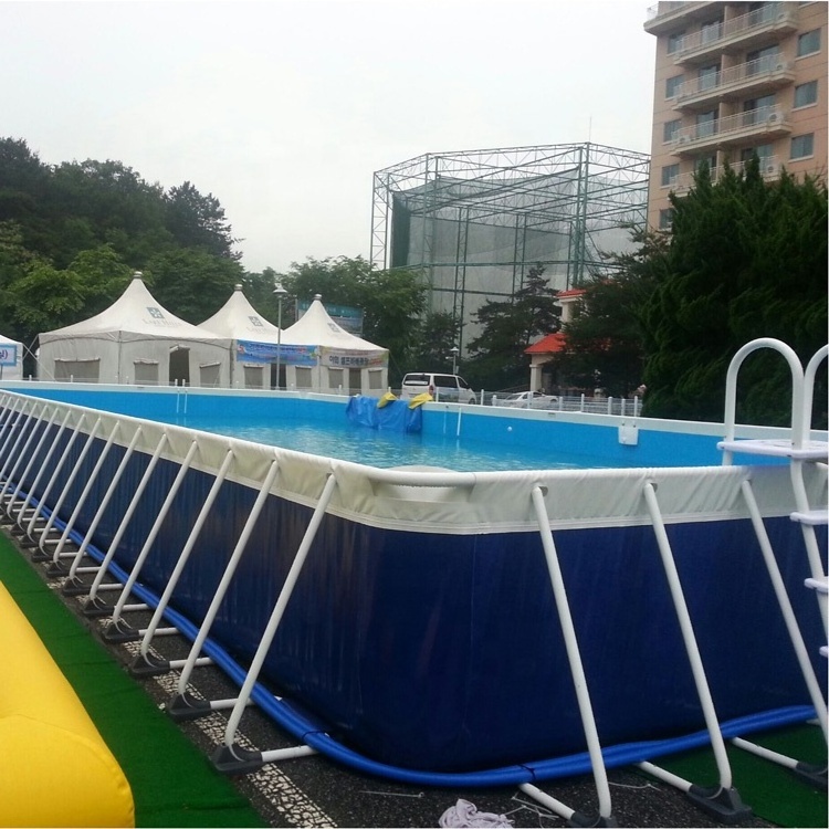 Outdoor Large Portable Rectangular Metal Frame Pool for Sale, Folding Swimming Pool, Inflatable Frame Pool