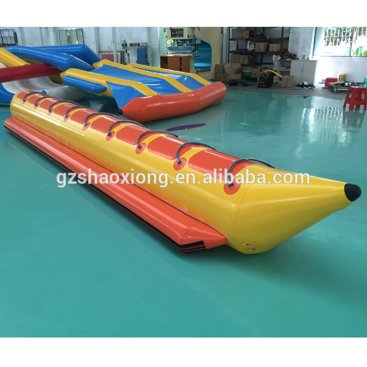 Portable Large Cute 8 Person Rescue Shark Canvas Sail Boat Inflatable Large Water Shark Banana Fish Toy Party Boat Used