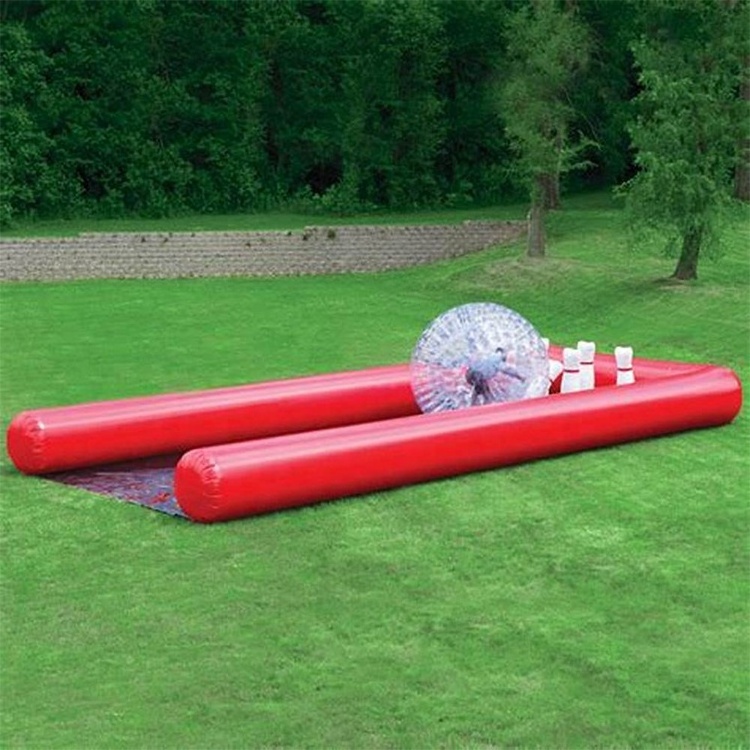 Customized Size Inflatable Human Bowling Lane With Bowling Pins Set For Indoor Game