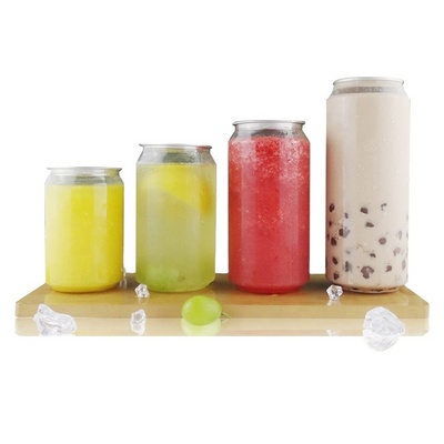 Free sample OEM Plastic PET Cans With Logo Low Price Transparent Soda  Plastic Can Drinking Bottle for juice milk tea