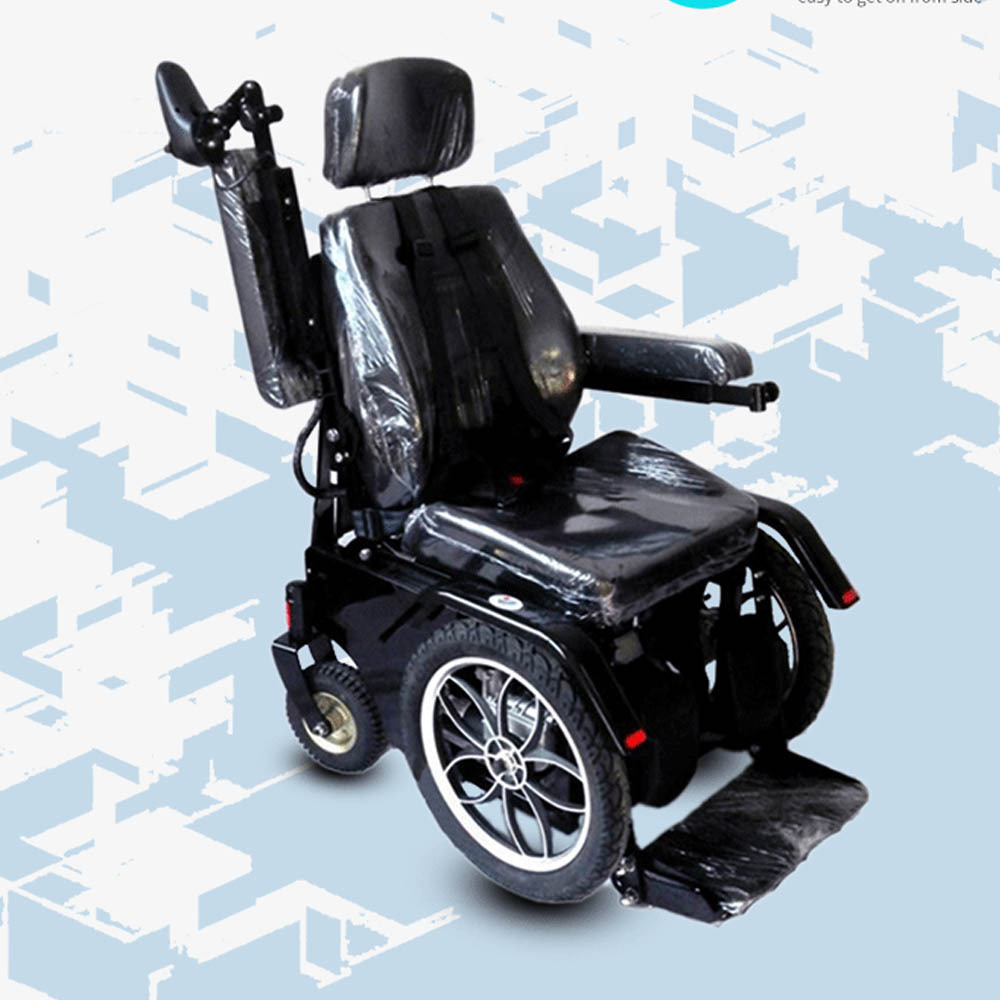 Factory Wheelchair Standing up for Disabled Big Seat Elder Patient Power Electric Control High Backrest Lying Leather