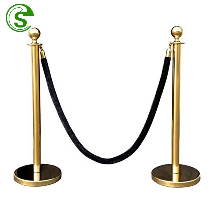 2022 Metal barricade queue stand barrier queue post red carpet poles velvet rope stanchion