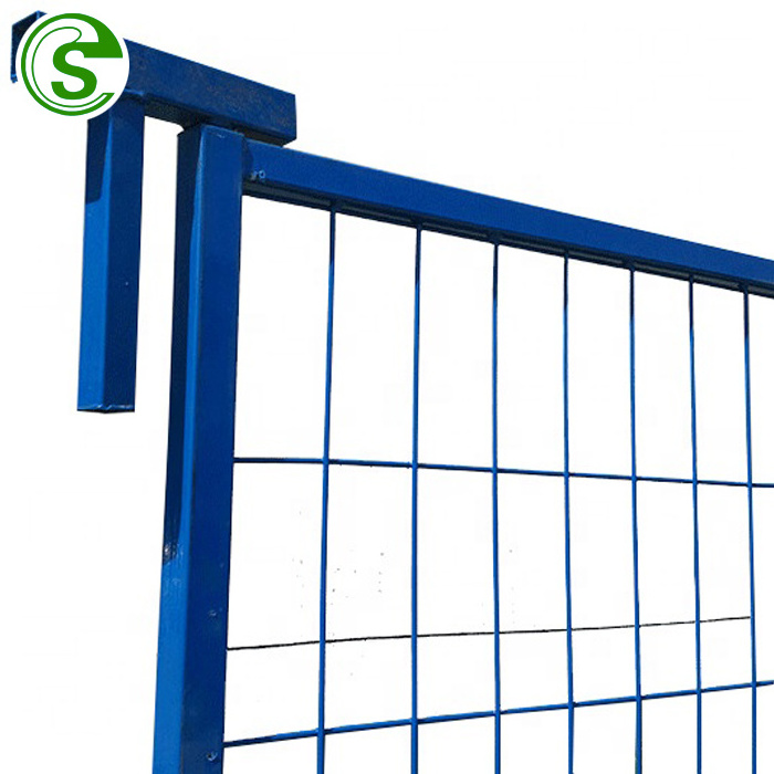 Guangzhou supplier hot dipped galvanized temporary fence ground foot top lock wire mesh temporary fence