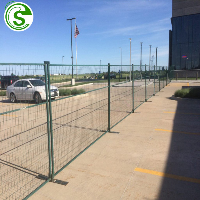 Guangzhou supplier hot dipped galvanized temporary fence ground foot top lock wire mesh temporary fence