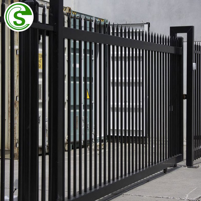 High quality black ornamental fence  double swing gate metal pedestrian door sliding gate wrought iron gate