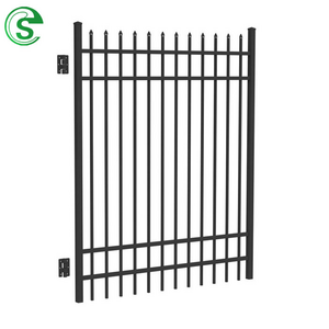 High quality black ornamental fence  double swing gate metal pedestrian door sliding gate wrought iron gate