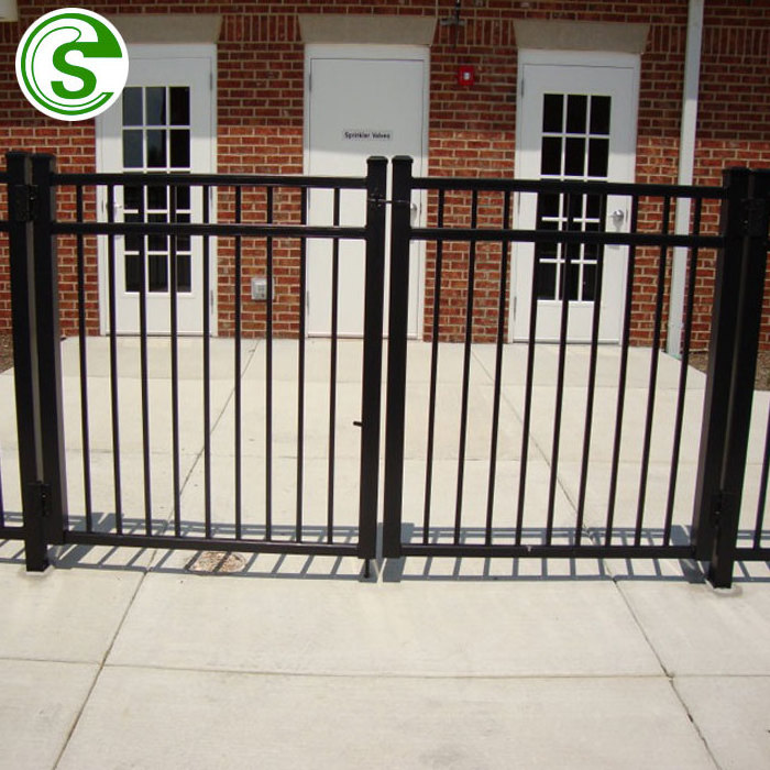 High quality black ornamental fence  double swing gate metal pedestrian door sliding gate wrought iron gate