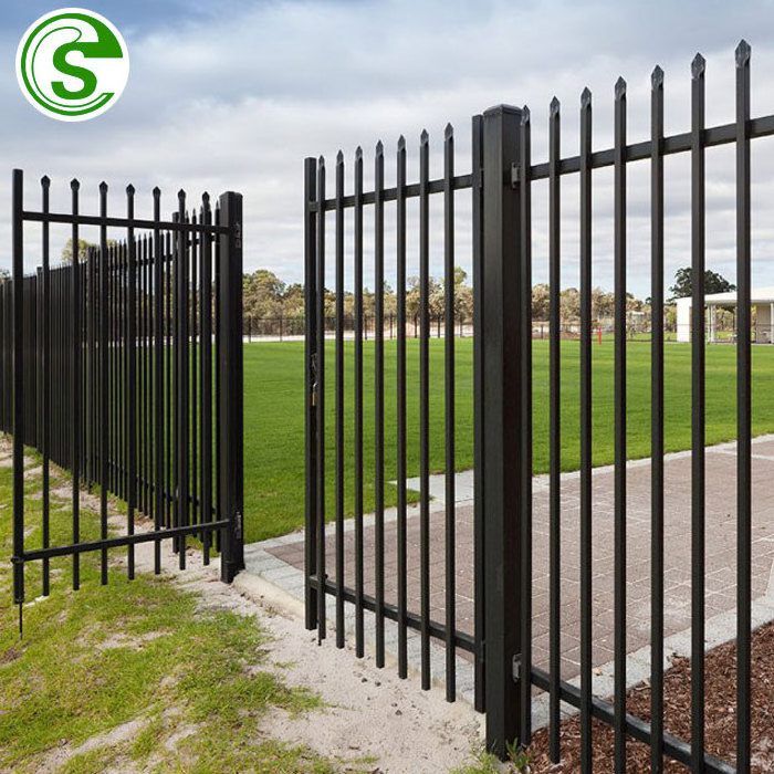 High quality black ornamental fence  double swing gate metal pedestrian door sliding gate wrought iron gate