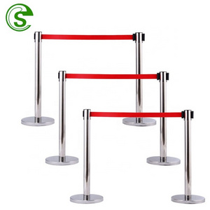 Stainless Steel Queue Fence Velvet Ropes Telescopic Guardrail Isolation Belt Queue Line Stand