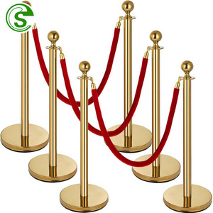 VIP gold crowd control stainless steel rope stands crowd control barriers stanchion post