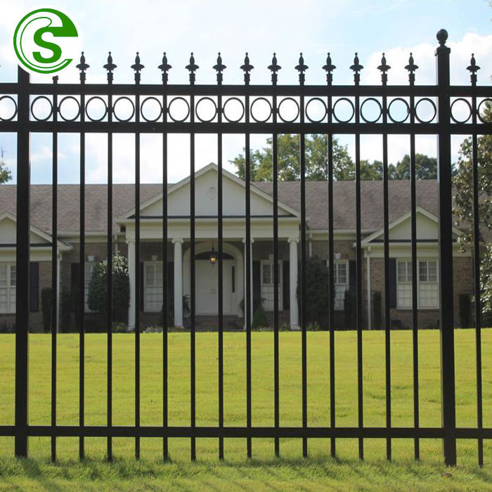 Factory Supplier Powder Coated Black Metal Fencing Fancy Garden Wrought Iron Fence