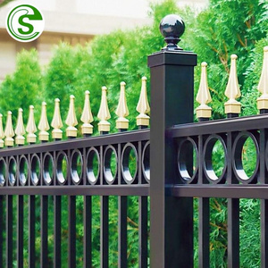 Factory Supplier Powder Coated Black Metal Fencing Fancy Garden Wrought Iron Fence