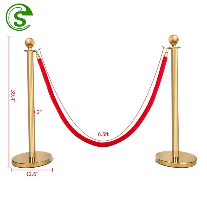 Cheap Price  Hotel Red Carpet Gold Stanchion Poles and Red Velvet Ropes