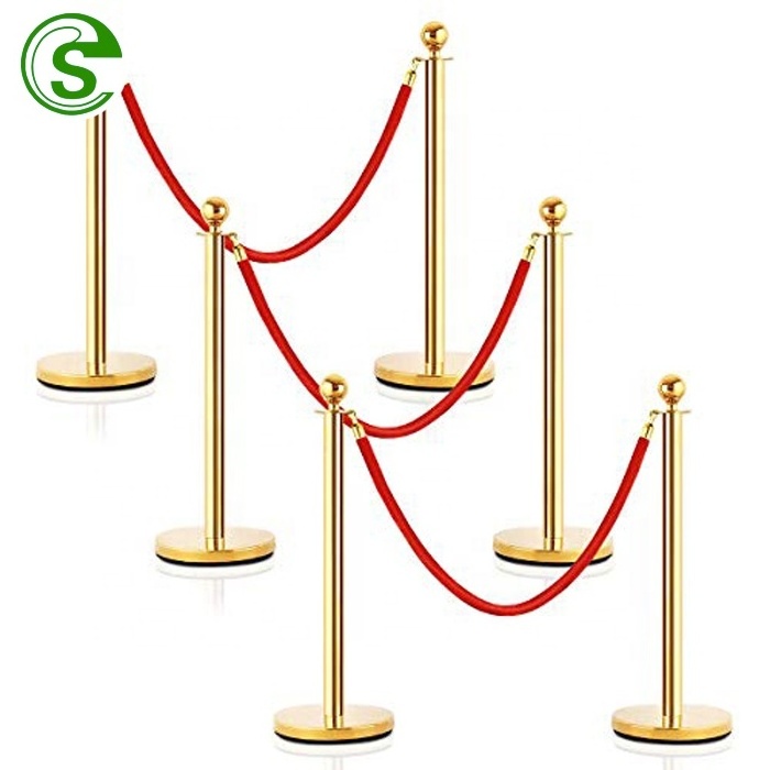 Cheap Price  Hotel Red Carpet Gold Stanchion Poles and Red Velvet Ropes