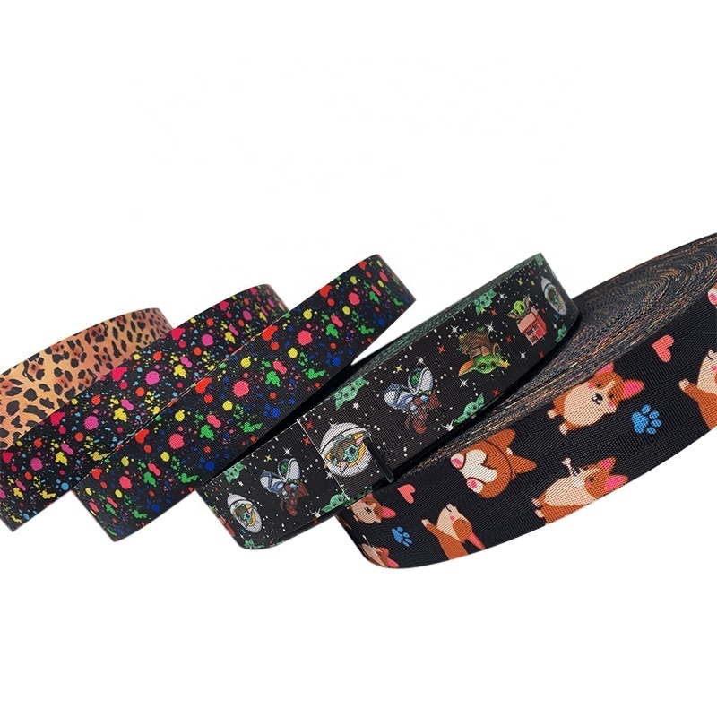 Custom Car Safety Seat Belt Webbing Strap Printed Polyester Webbing Strap for Pet Dog Collar Leash