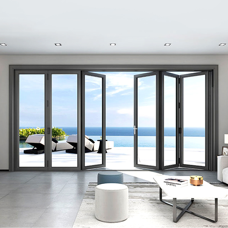 Aluminium frame bi fold doors latest luxury design aluminum glass house designs garden sun room folding sliding door