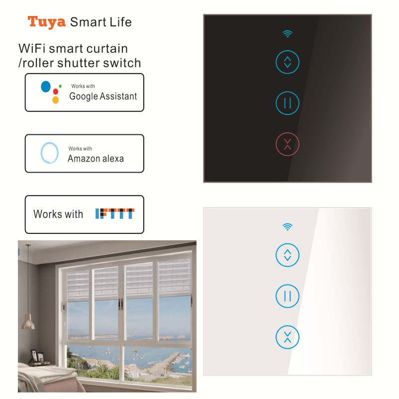 Tuya WiFi Roller Shutter Blinds Wall Switch Support Alexa Google Home WiFi Controlled Curtain Switch Smart Curtain Switch