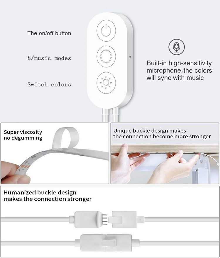 UK Plug LED Strip Lights WiFi Wireless Smart APP Controller Kit 32.8/16.4ft 300/150 LEDs 5050 wifi 12v 5v usb LED Light Strip